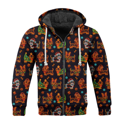 Funny Holiday With Neon Dachshund And Christmas Tree Pattern, Dachshund Christmas Shirt, Wiener Dog T Shirt