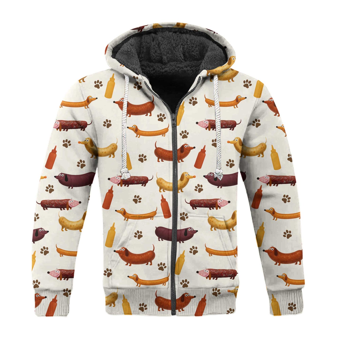 Wiener Dog T Shirt, Dachshund Shirt With Sausage Dog And Mustard Bottle Pattern