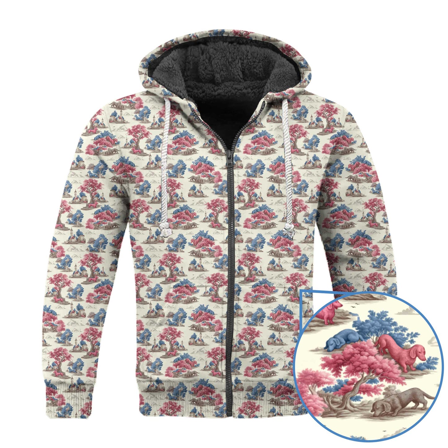 Vintage Toile Forest Pattern Polo, Dachshund Shirt, Wiener Dog T Shirts