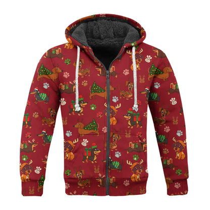 Red Holiday Cute Xmas With Reindeer Dachshund And Gift Pattern Polo, Christmas Dachshund Shirt, Wiener Dog T Shirt