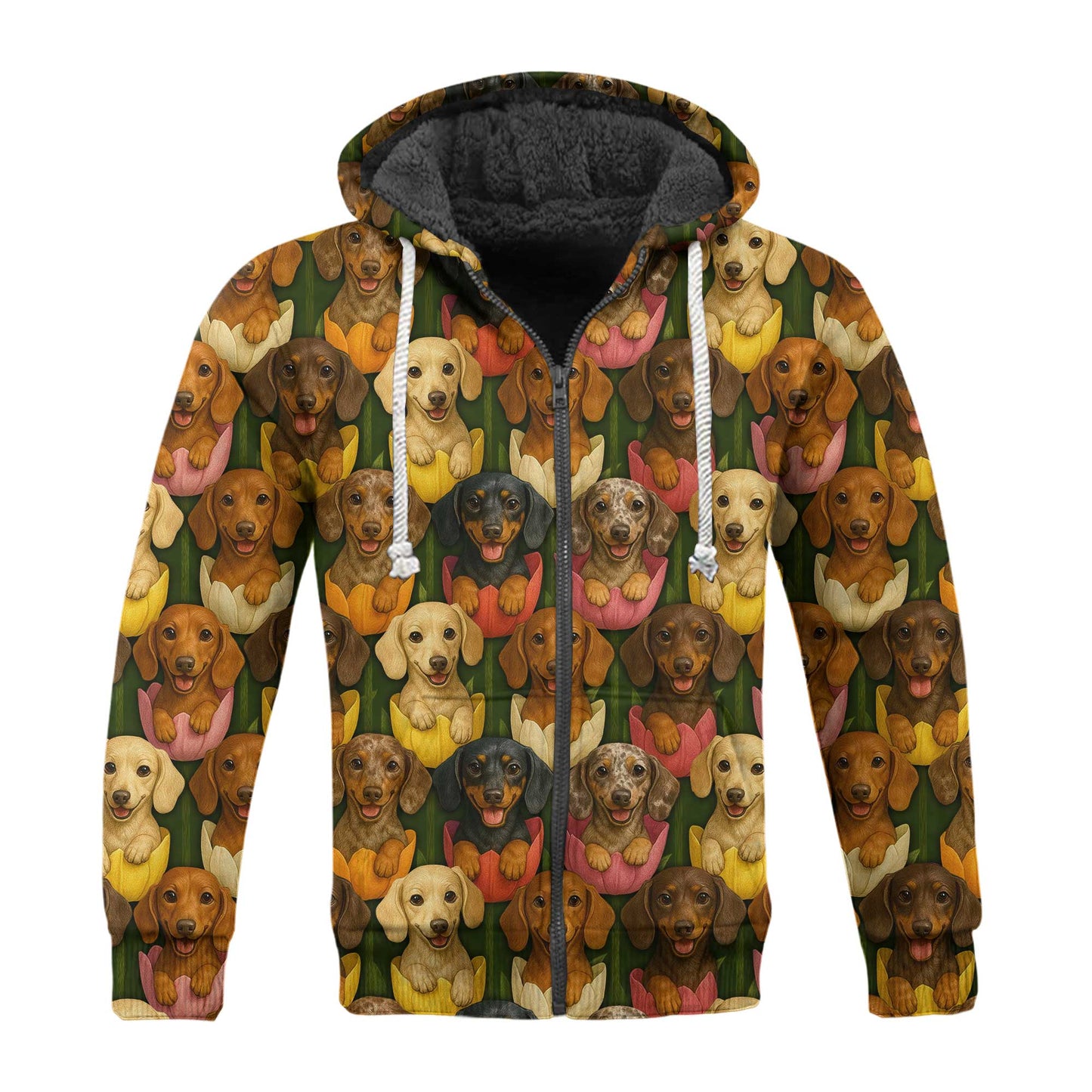Cute Dachshund Shirt, Wiener Dog Shirts with Colorful Tulip Flower Pattern
