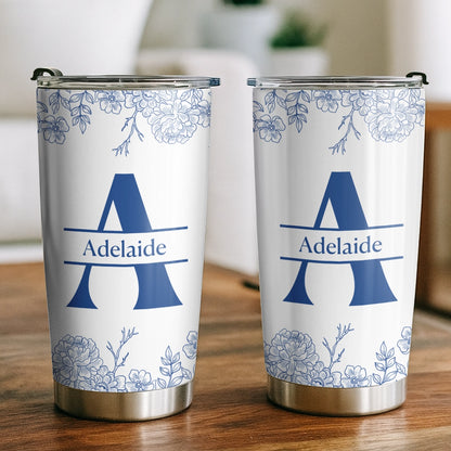 Floral Monogram with Custom Name - Personalized Tumbler-TU-NM24-TX55-WEB2