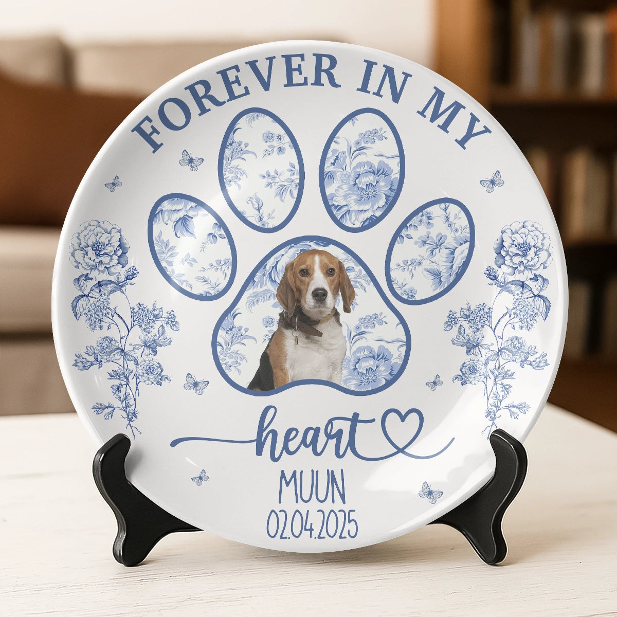 Forever in My Heart Keepsake - Personalized Pet Memorial Ceramic Round Plate-RP-HH08-YV59-web1