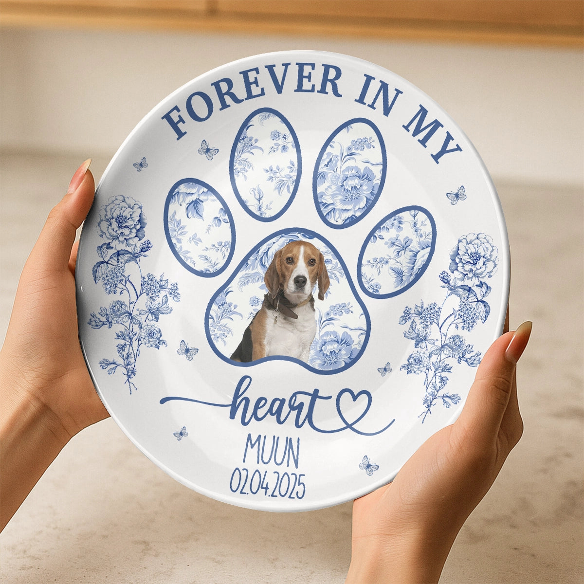 Forever in My Heart Keepsake - Personalized Pet Memorial Ceramic Round Plate-RP-HH08-YV59-web2