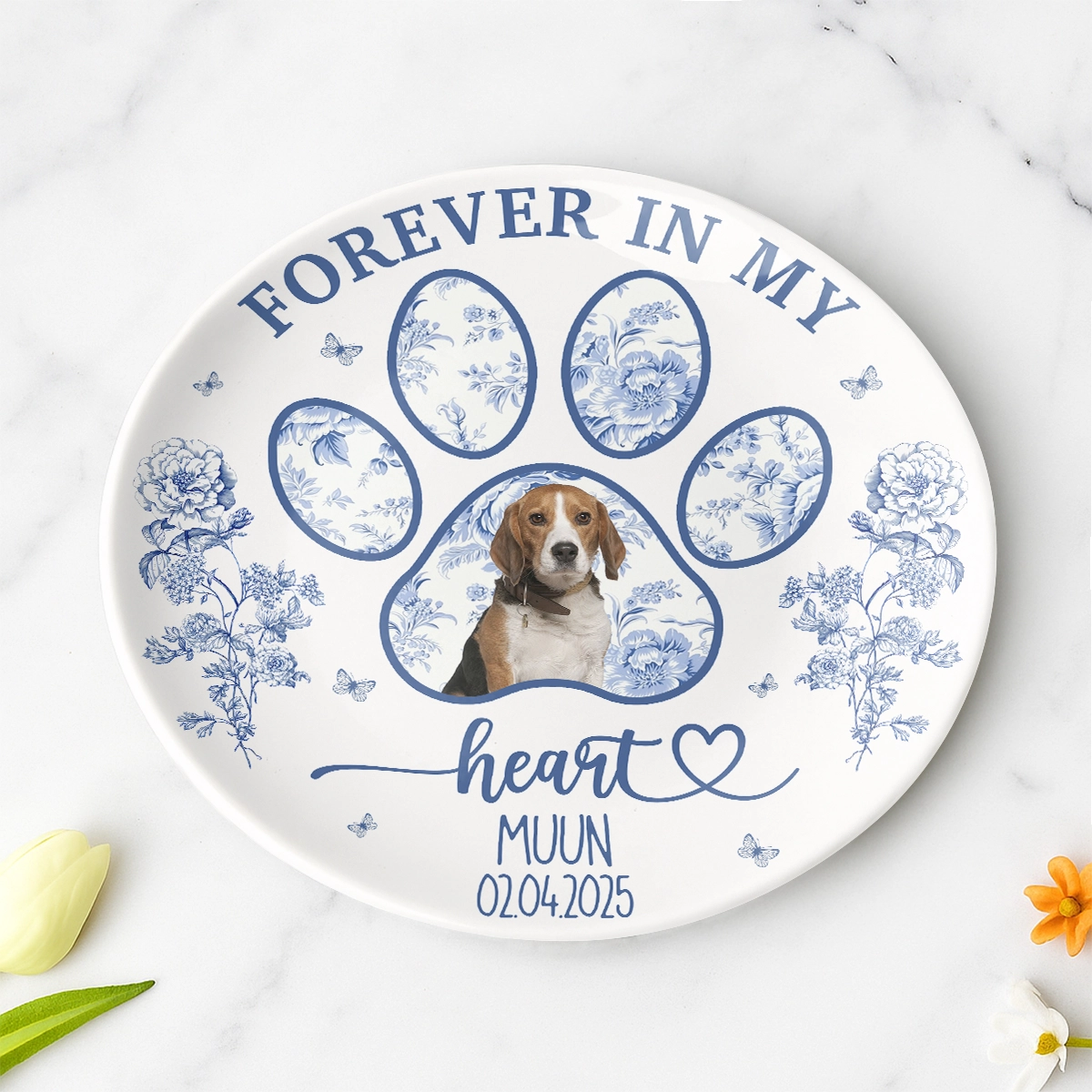 Forever in My Heart Keepsake - Personalized Pet Memorial Ceramic Round Plate-RP-HH08-YV59-web3