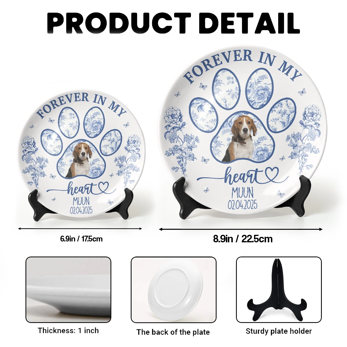 Forever in My Heart Keepsake - Personalized Pet Memorial Ceramic Round Plate-RP-HH08-YV59-web4
