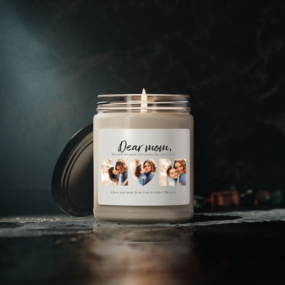 Dear Mom, You Are The Piece That Makes The Difference - Personalized Photo Montage (Heart shape) 100% Organic, Eco-friendly, Vegan Scented Candle