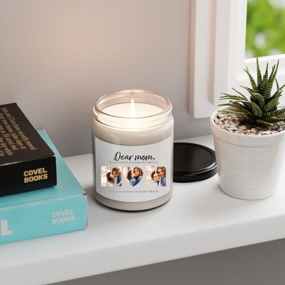 Dear Mom, You Are The Piece That Makes The Difference - Personalized Photo Montage (Heart shape) 100% Organic, Eco-friendly, Vegan Scented Candle