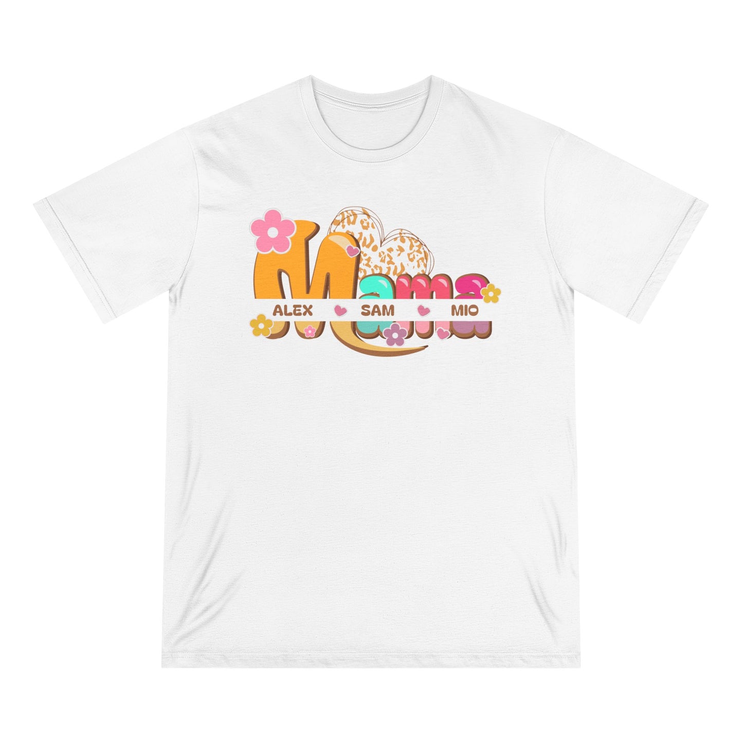 Personalized Mama Shirt – Custom Kids’ Names – Retro Floral Organic Cotton Tee | Mother’s Day Gift