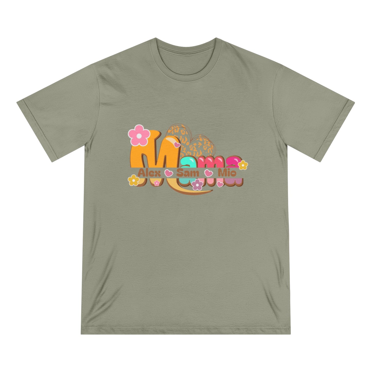 Personalized Mama Shirt – Custom Kids’ Names – Retro Floral Organic Cotton Tee | Mother’s Day Gift