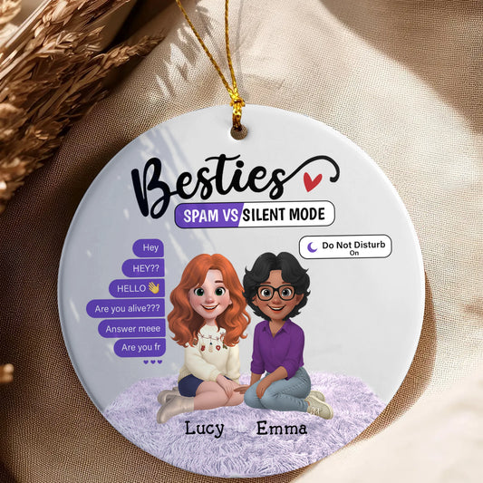 Funny Christmas Gift for Friends - Personalized Besties Ceramic Ornament-MK_Web3