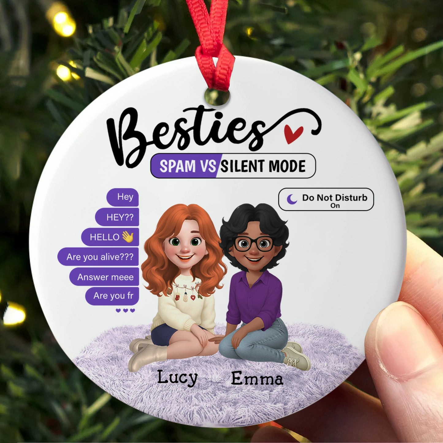 Funny Christmas Gift for Friends - Personalized Besties Ceramic Ornament-MK_Web5