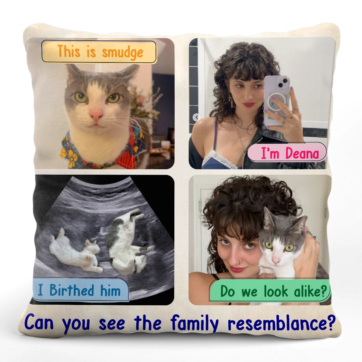 Funny Family Resemblance Design - Personalized Pet Photo Pillow-PL-NM34-TT05-WEB1