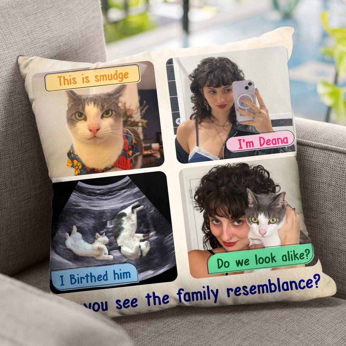 Funny Family Resemblance Design - Personalized Pet Photo Pillow-PL-NM34-TT05-WEB3