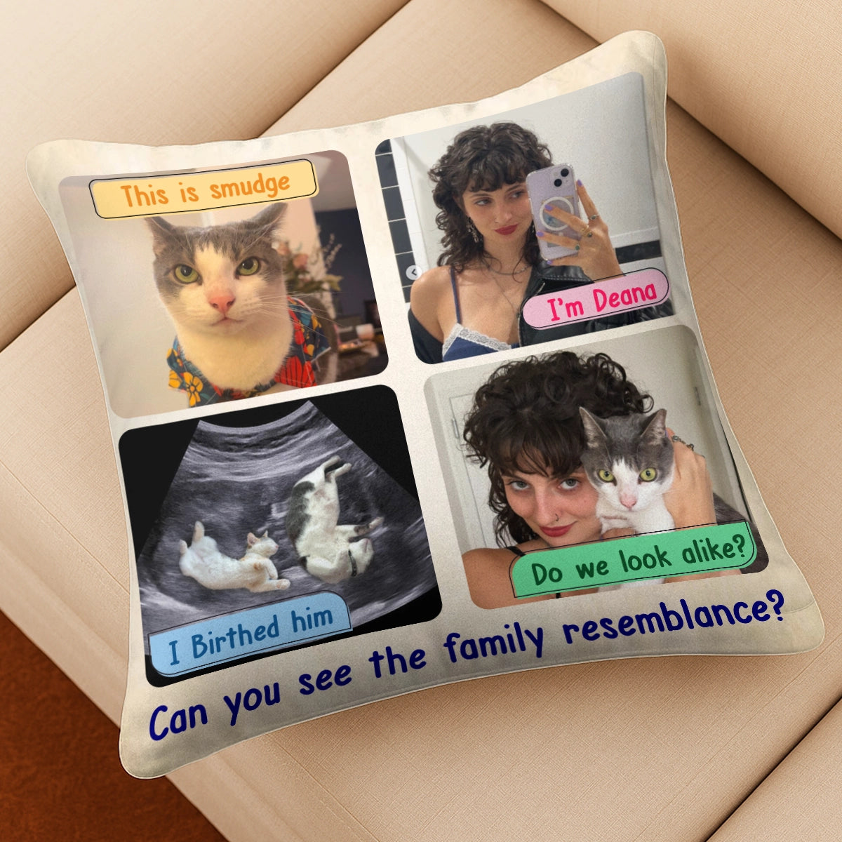 Funny Family Resemblance Design - Personalized Pet Photo Pillow-PL-NM34-TT05-WEB4