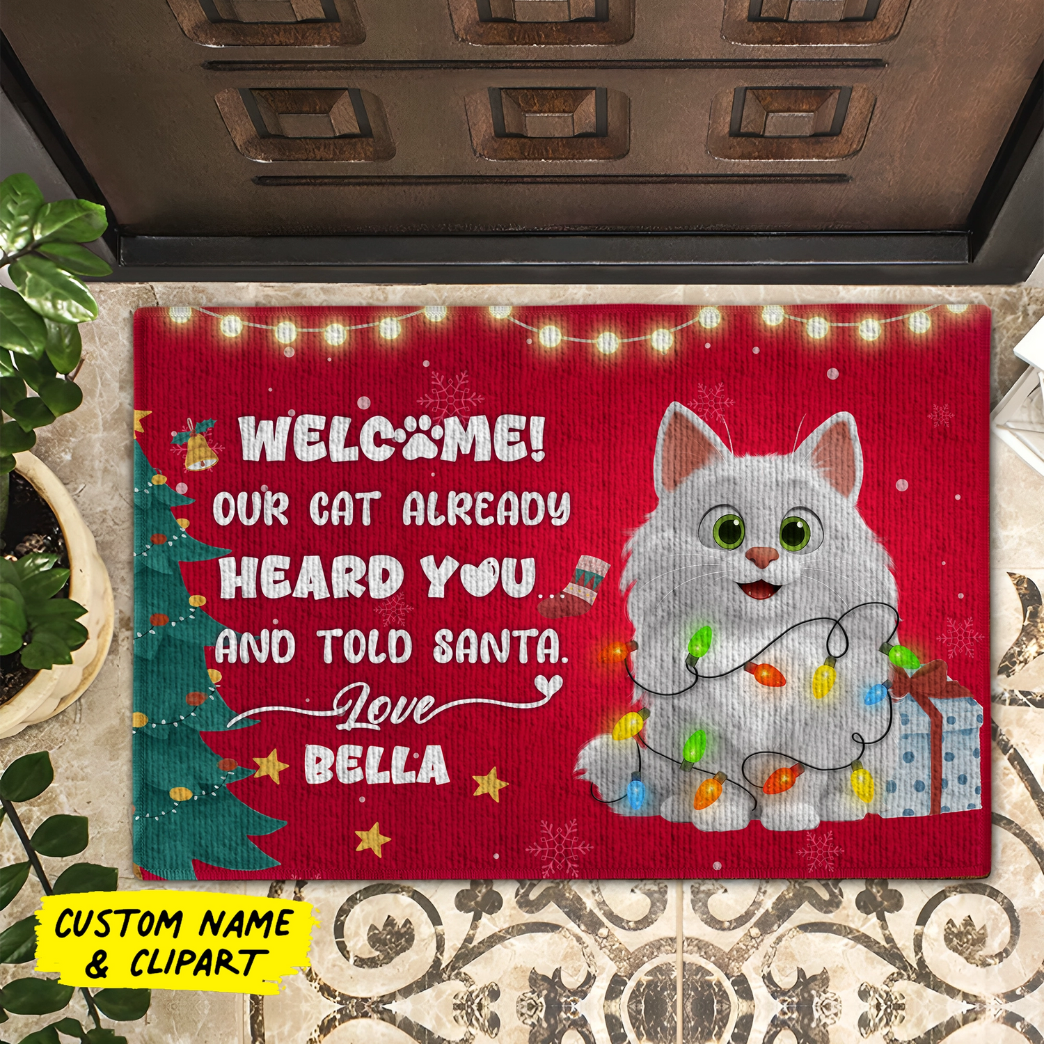 Funny Holiday Welcome Mat - Personalized Doormat For Cat Lovers-mk2