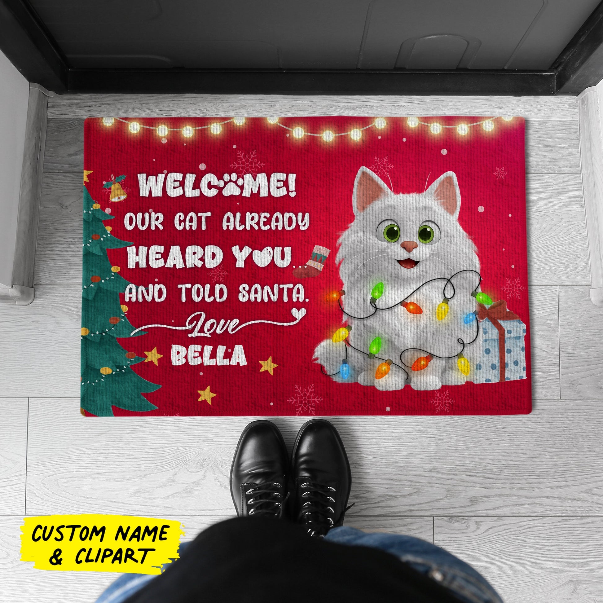 Funny Holiday Welcome Mat - Personalized Doormat For Cat Lovers-mk5