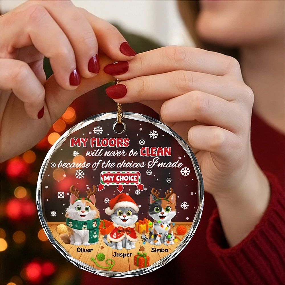 Funny Pet Lover Gift - Personalized Cat Christmas Glass Ornament-RO-TT01-web2