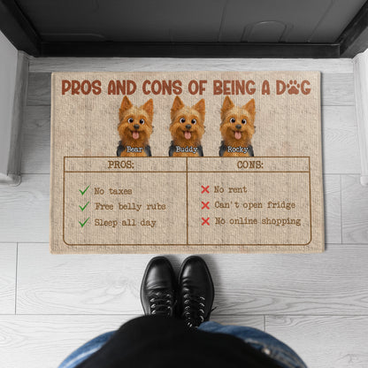 Funny Pros and Cons of Being a Dog -  Personalized Doormat-DM-NM30-HN13-WEB4