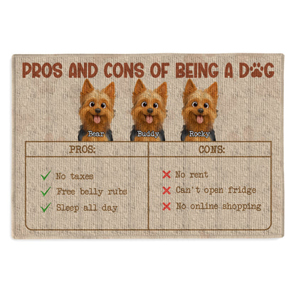 Funny Pros and Cons of Being a Dog -  Personalized Doormat-DM-NM30-HN13-WEB5
