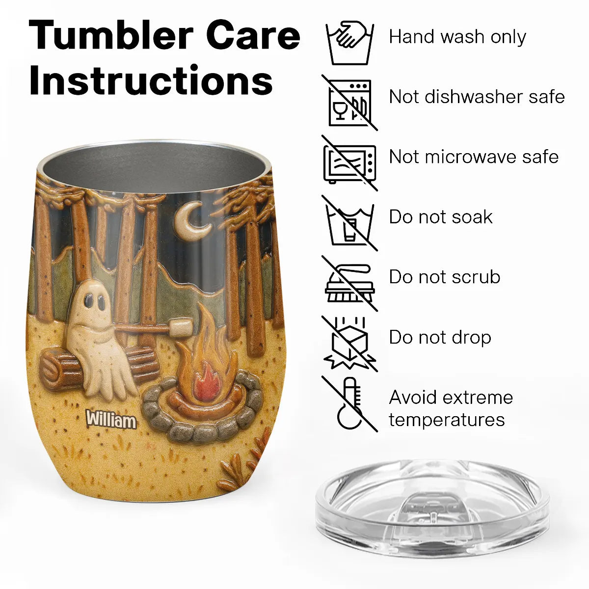 Ghost Camping By Campfire - Personalized Halloween Wine Tumbler-WT-LA38-HN166