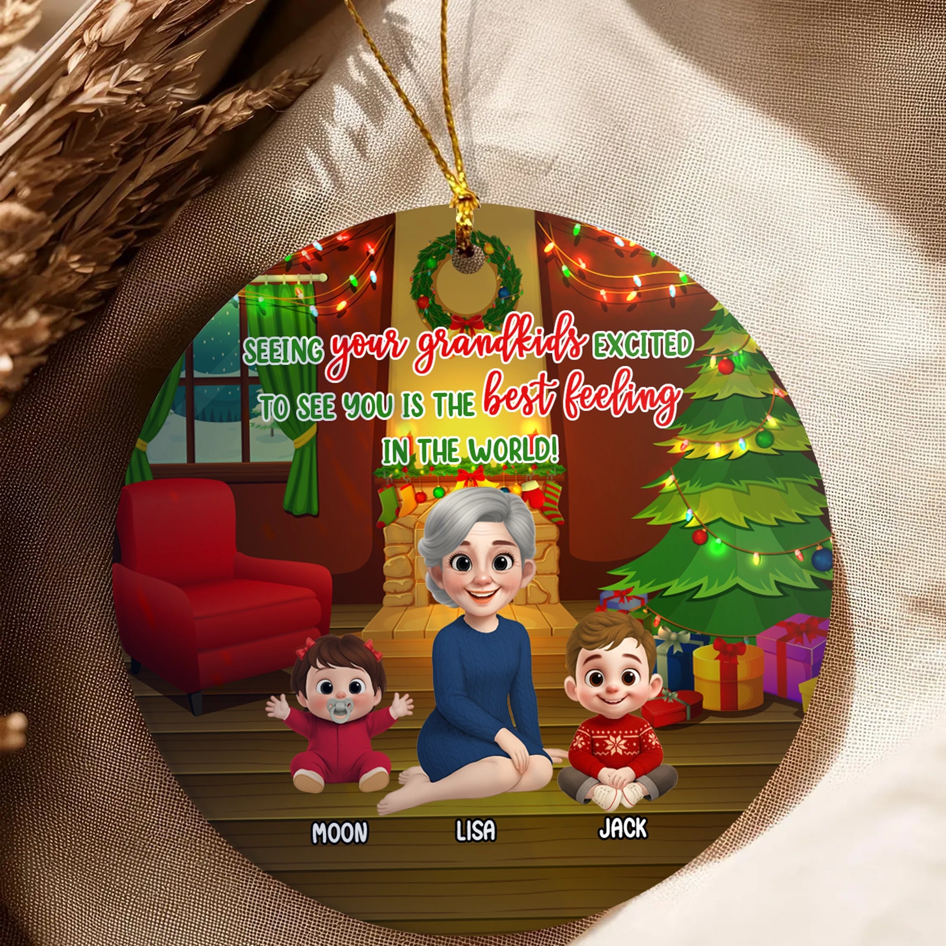 Grandma and Grandkids Christmas Decoration - Personalized Family Ceramic Ornament-OR-KL46-YV76-web5