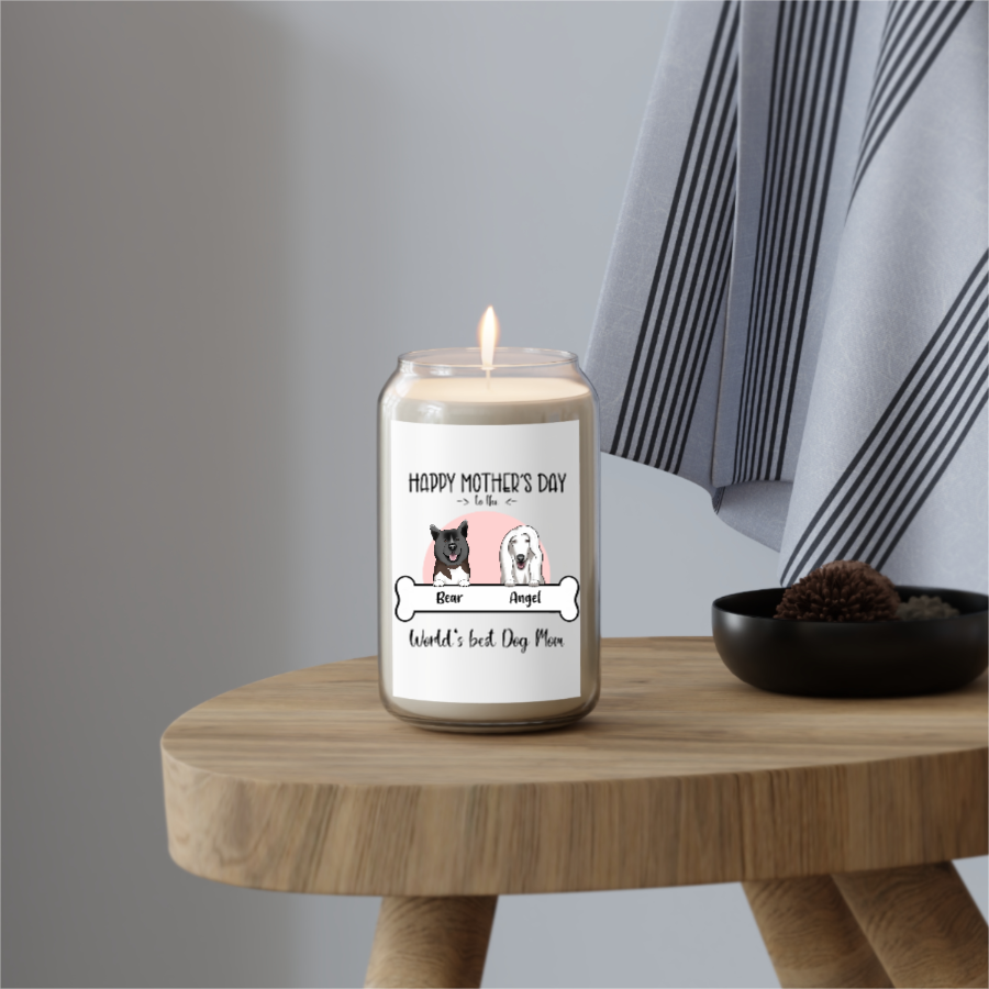 Happy Mother's Day To The World's Best Dog Mom - Personalized 100% Organic, Eco-friendly, Vegan Scented Candle