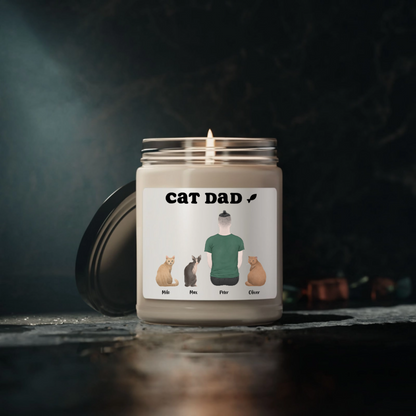 Happy Father's Day For Cat Dads - 100% Organic, Eco-friendly, Vegan Scented Candle