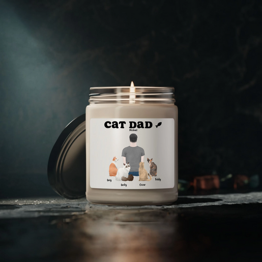 Happy Father's Day For Cat Dads - 100% Organic, Eco-friendly, Vegan Scented Candle