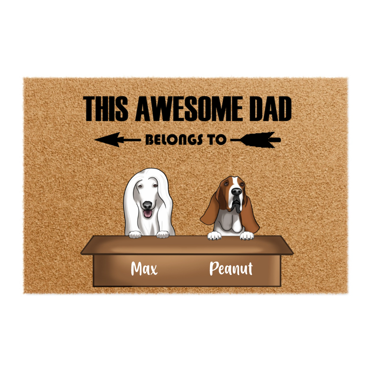 This Awesome Dad Belongs To...- Personalized 100% Organic, Eco-friendly Doormat For Pet Dads