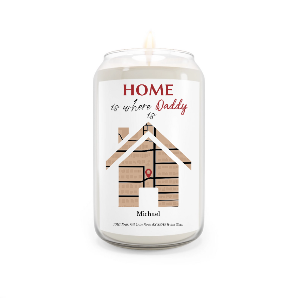 Home Is Where - Personalized Maps 100% Organic , Eco-friendly, Vegan Scented Candle (13.75oz) -Scented Candle