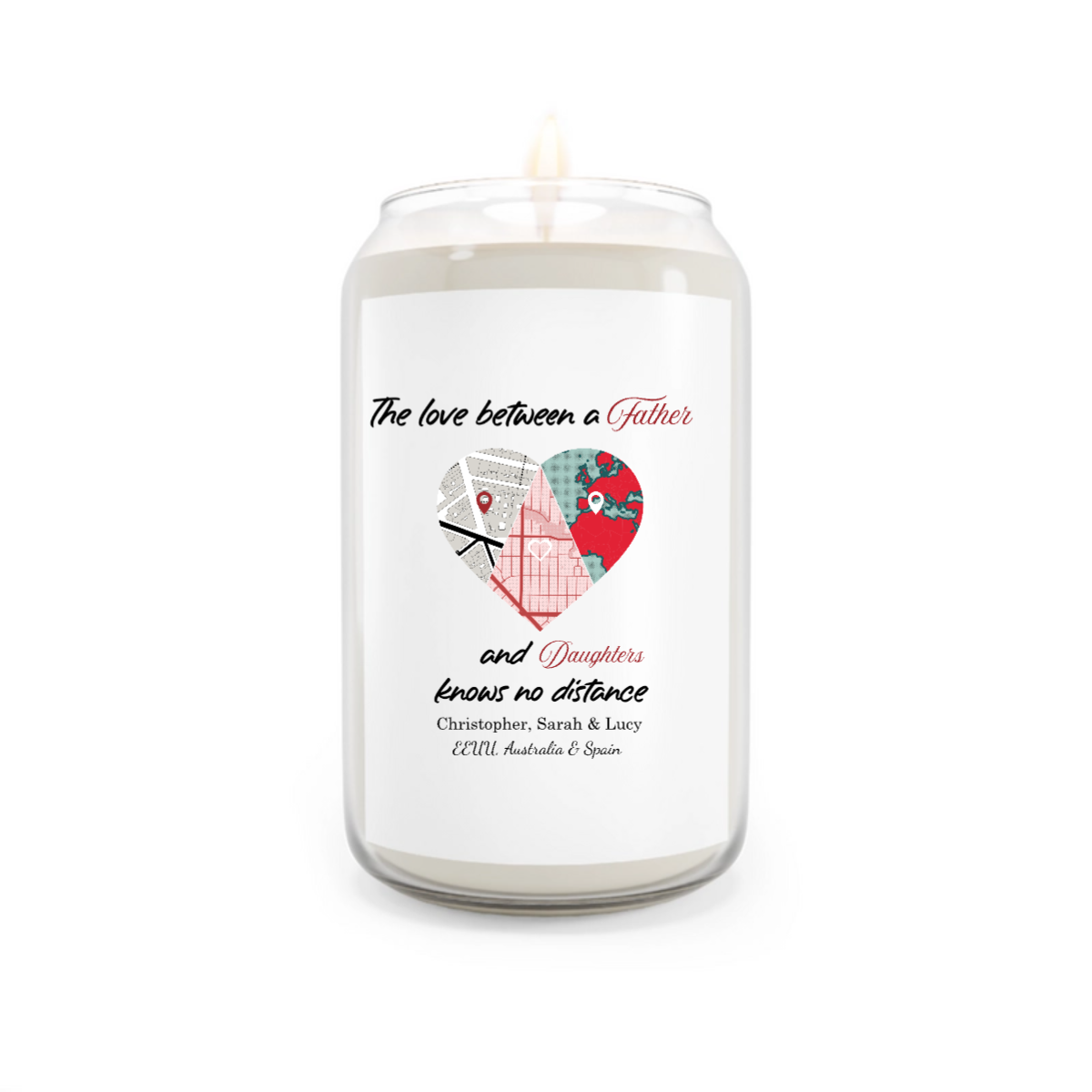 Personalized 100% Organic Eco-friendly Vegan Scented Candle (13.75oz) - Perfect Gift for Long Distance Relationships