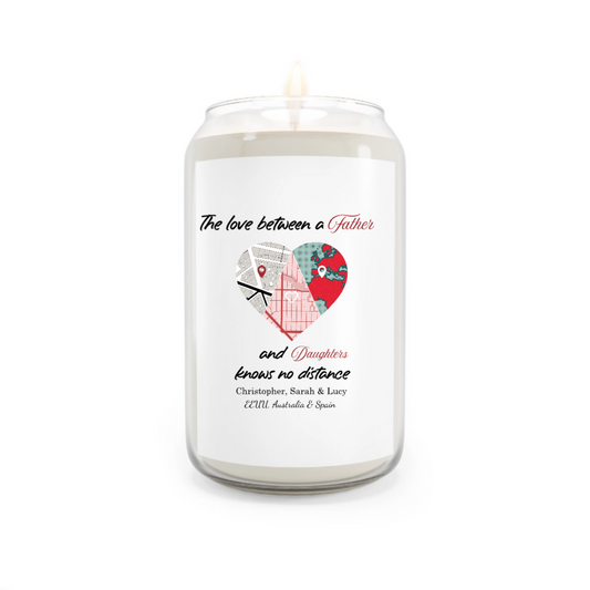 Personalized 100% Organic Eco-friendly Vegan Scented Candle (13.75oz) - Perfect Gift for Long Distance Relationships