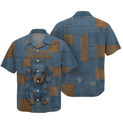 Proud Dachshund Mom Shirt, Cute Wiener Dog Denim Patchwork T Shirt for Dog Lovers
