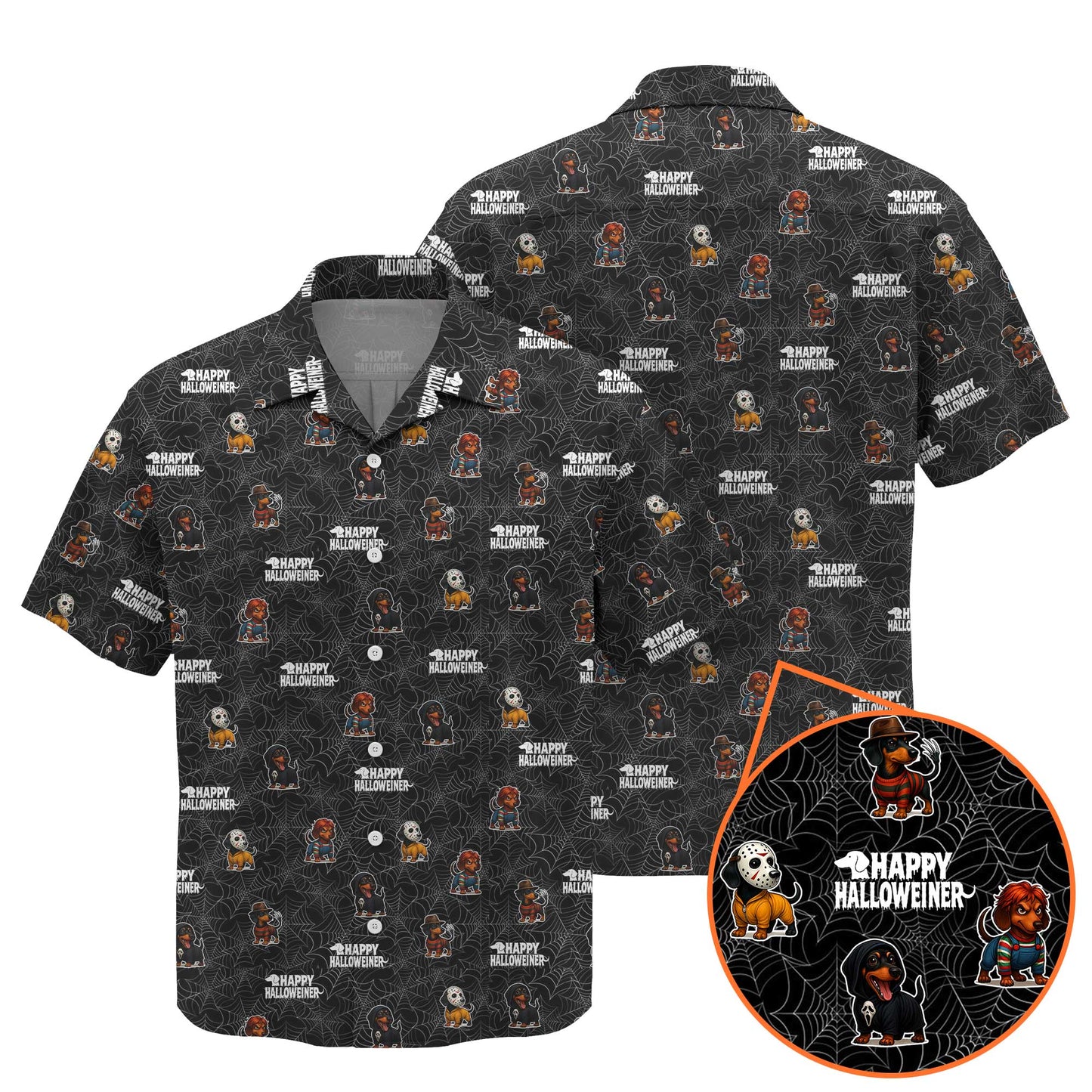 Dachshund Halloween Shirt, Funny Weiner Dog Shirts, Pattern Polos For Spooky Season