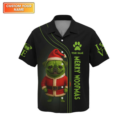 Custom Name Pug Christmas Shirt, Funny Merry Woofmas Shirt, Personalized Pug Xmas Hoodie For Dog Lover,