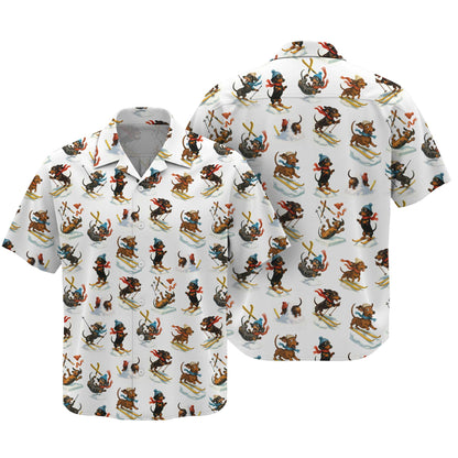 Skiing Funny Sausage Dog Snow Sport Tee For Christmas Season, Dachshund T Shirt, Wiener Dog T Shirt