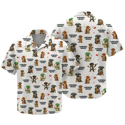 Galaxy Wars Funny Star Parody Dachshund Pattern Polo, Wiener Dog T Shirt, Dachshund T Shirt