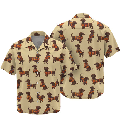 Pattern Dachshund Shirt With Pumpkin Sweater Design, Dachshund Halloween Shirt, Christmas Dachshund Shirt