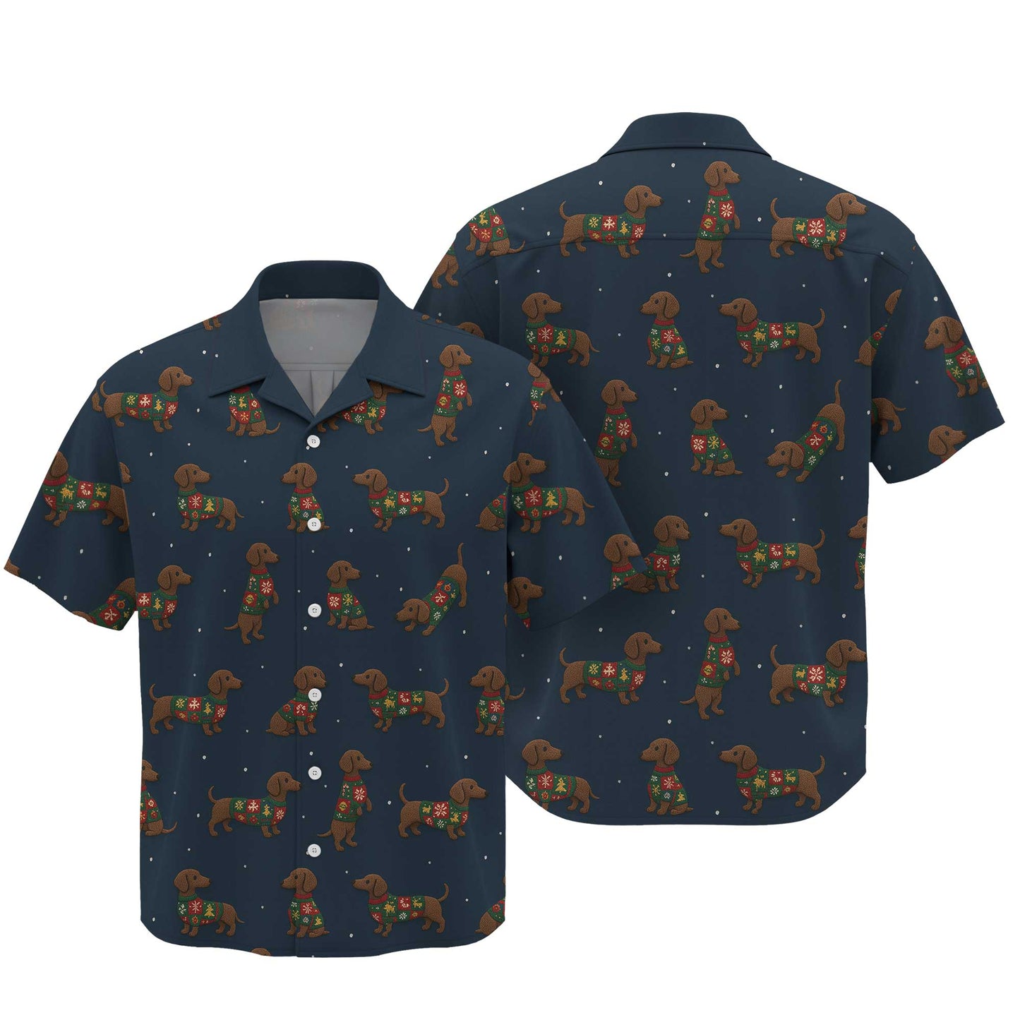 Snowflake Pattern Polos Christmas, Dachshund Christmas Shirt, Weiner Dog Shirts
