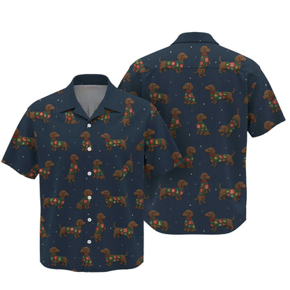 Snowflake Pattern Polos Christmas, Dachshund Christmas Shirt, Weiner Dog Shirts