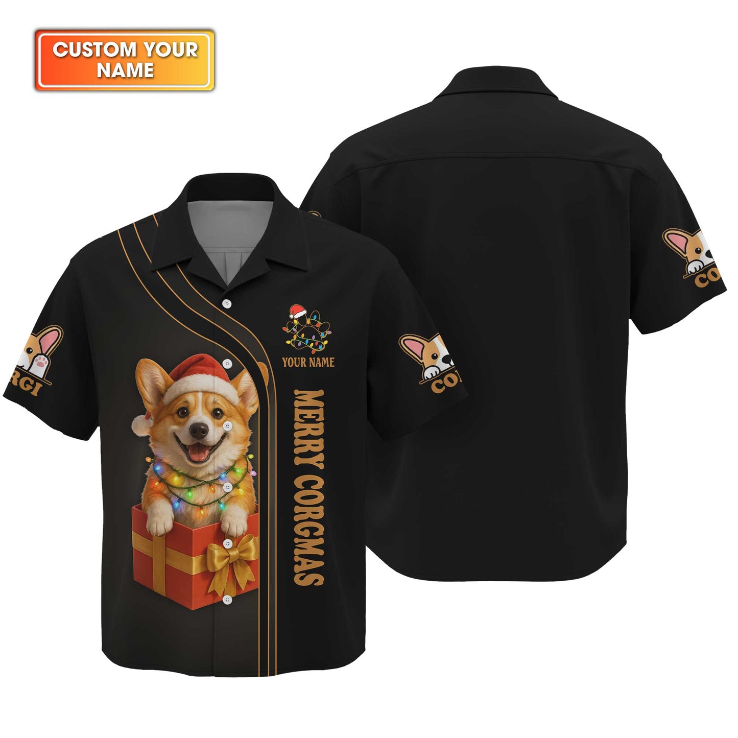 Cute Christmas Corgi Dog Gift Box Custom Name Hoodie, Corgi Shirt, Corgi Dog T Shirt