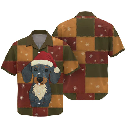 Patchwork Dachshund Christmas Polo, Dachshund T Shirt, Wiener Dog T Shirt