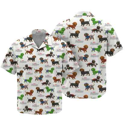 Super Hero Dachshund Pattern Polo, Wiener Dog T Shirt, Dachshund Sweatshirt
