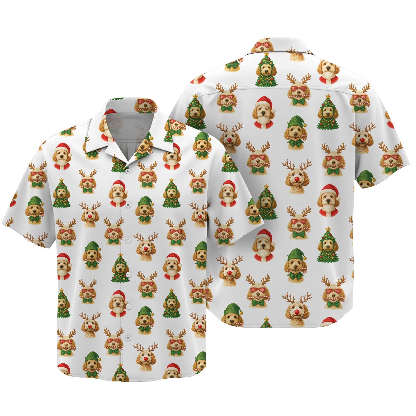 Cute Funny Puppy Santa Reindeer Pattern Polo, Dachshund T Shirt, Wiener Dog T Shirt