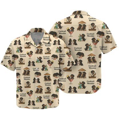 Cocktail Dachshund Pattern Lightweight Polo, Wiener Dog T Shirt, Dachshund Sweatshirt