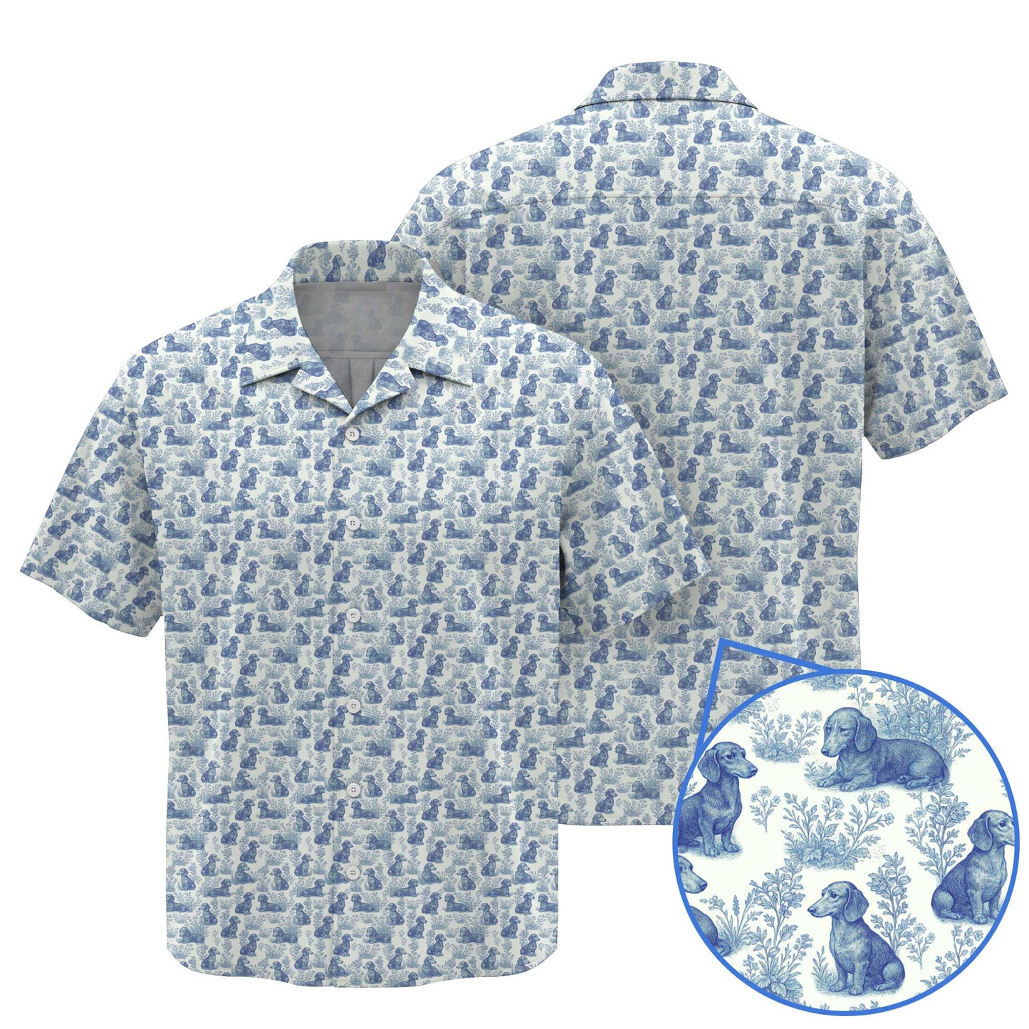 Blue Pattern Shirt - Dachshund Christmas Shirt, Weiner Dog Tee, Pattern Polos For Spooky Season