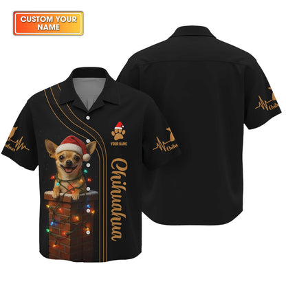 Custom Name Santa Hat Chihuahua, Christmas Chihuahua Hoodie, Chihuahua T Shirt, Funny Cool Chihuahua Shirt