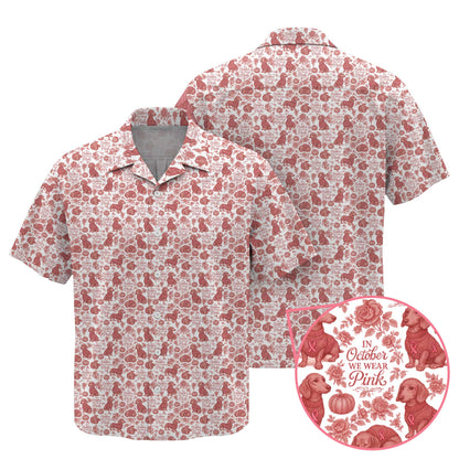 In October We Wear Pink - Dachshund Christmas Shirt, Weiner Dog Tee, Pattern Polos For Spooky Season