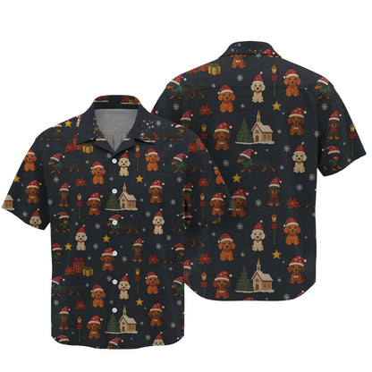 Dachshund Christmas Shirt, Wiener Dog T Shirts, Santa Hat and Holiday Pattern Polo